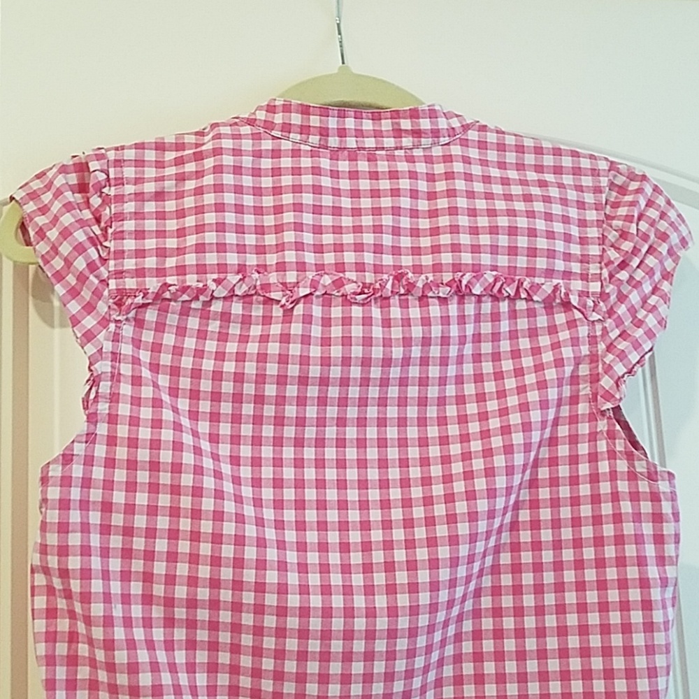 Pink Gingham Spring Shirt Blouse w/ Pocket Small - Picture 8 of 8
